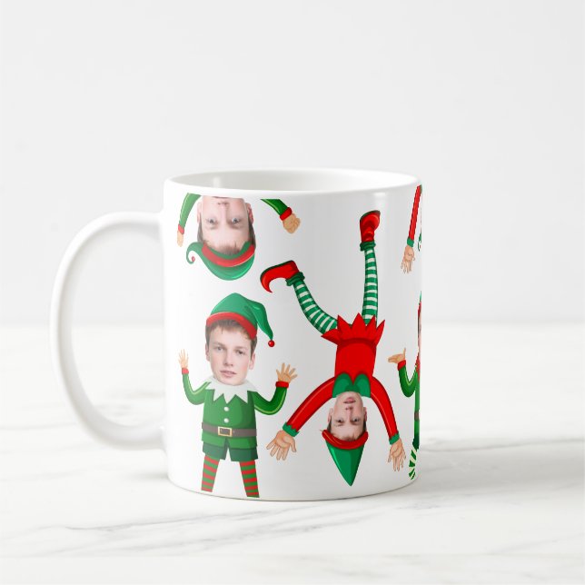 Mug Cadeau de Noël Funny Elf Visage personnalisé (Gauche)