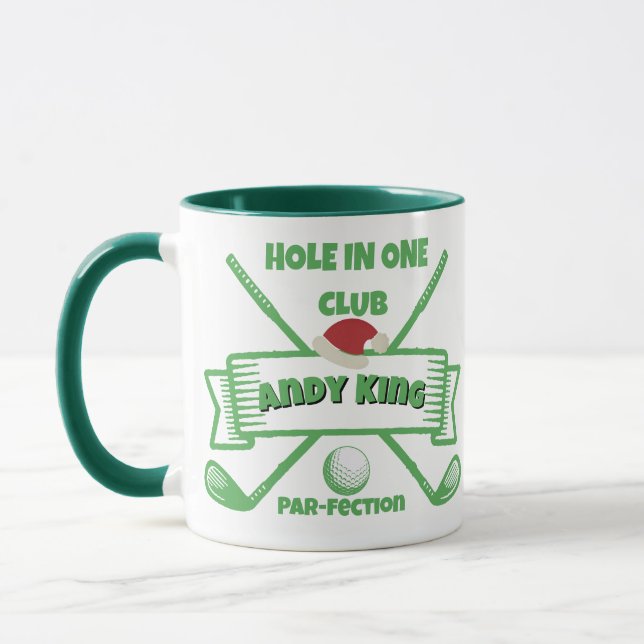 Mug Cadeau de Noël Golfer personnalisé, Nom personnali (Gauche)