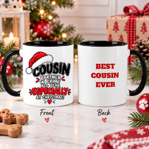 Mug Cadeau de Noël humoristique pour cousin drôle