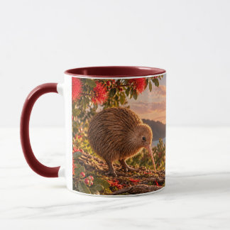 Mug Cadeau de Noël néo-zélandais Oiseau Kiwi Pohutukaw