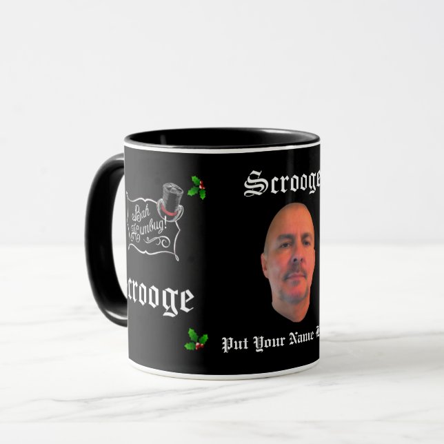 Mug Cadeau de Noël personnalisé avec image/texte SCROO (Devant gauche)
