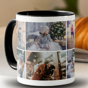 Mug Cadeau de Noël personnalisé en collage de 8 photos