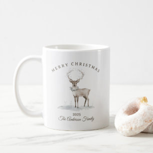 Mug Cadeau de Noël personnalisé rennes blanc crème