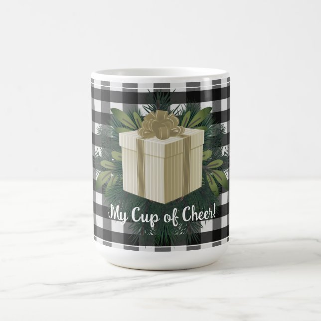 Mug Cadeau de Noël Plaid Buffalo | Or (Centre)
