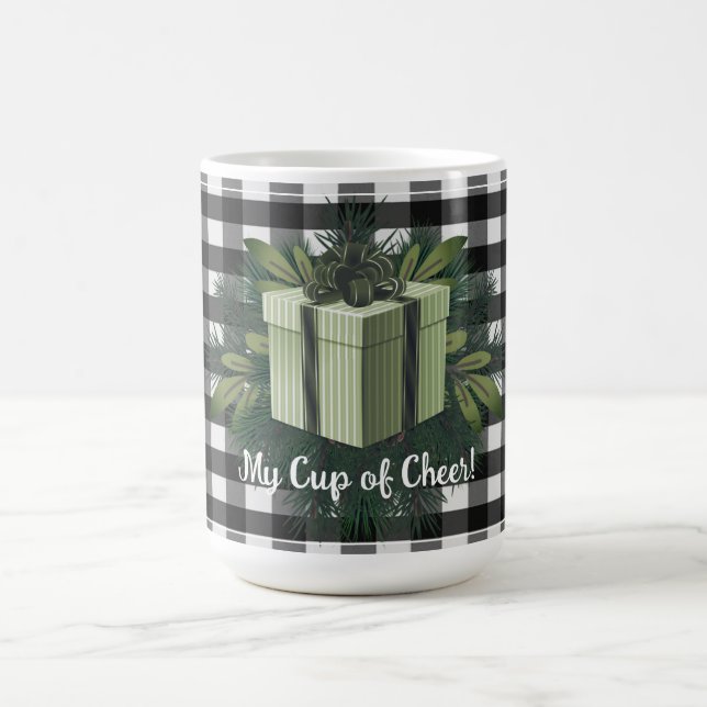 Mug Cadeau de Noël Plaid Buffalo | Vert (Centre)