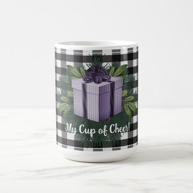 Mug Cadeau de Noël Plaid Buffalo | Violet (Centre)