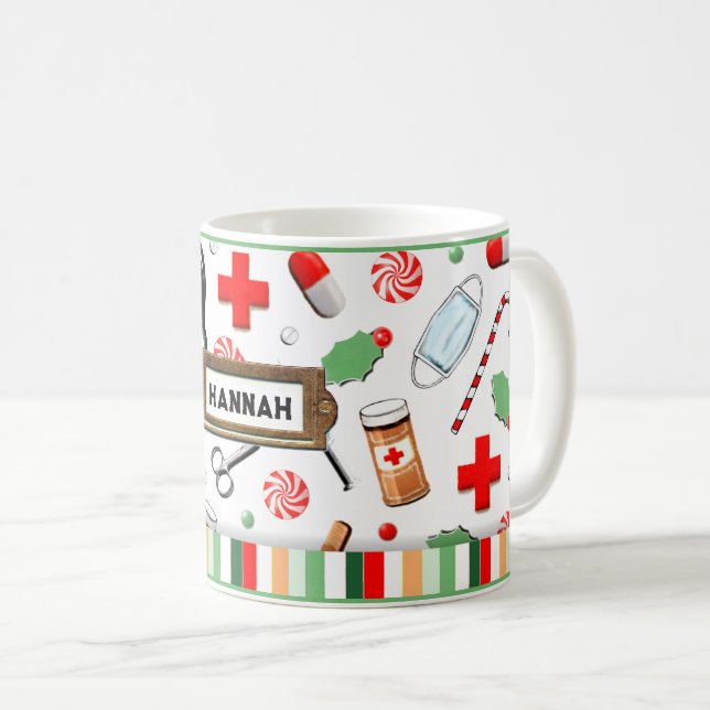 Mug Cadeau de Noël pour infirmière (Devant droit)