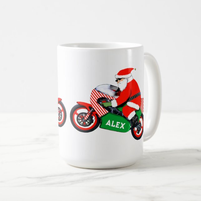 Mug Cadeau de Noël pour motard de moto (Devant droit)