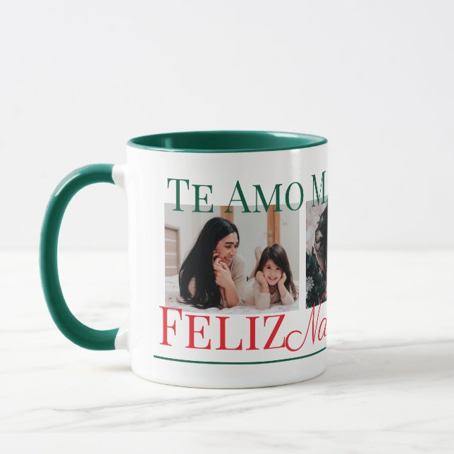 Mug Cadeau de Noël unique espagnol avec deux photos po (Gauche)