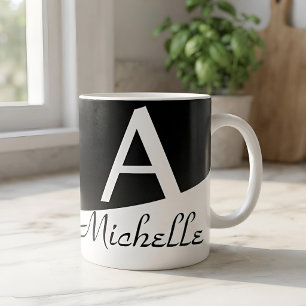 Mug Cadeau de nom personnalisé minimaliste noir et bla
