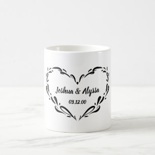 Mug Cadeau de Noms de Couple Personnalisés Élégant Cœu