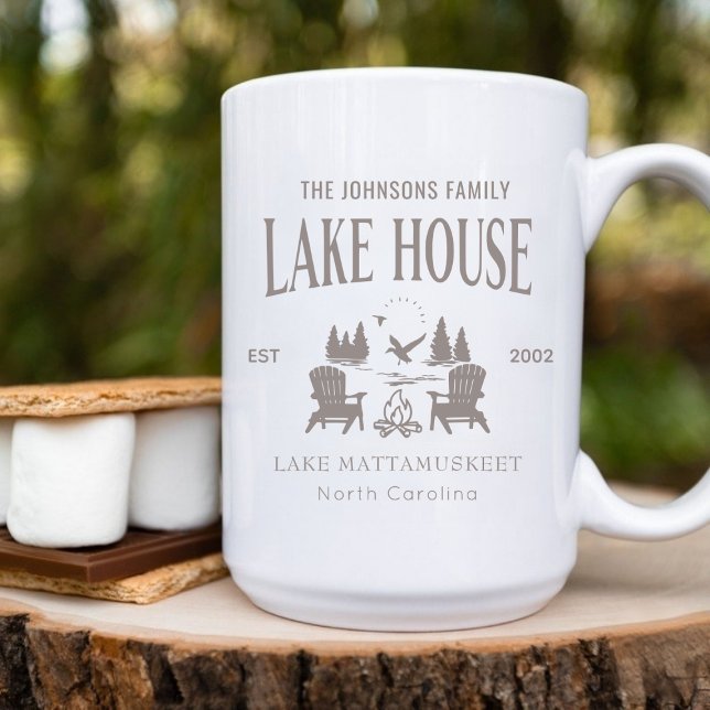 Mug Cadeau de pendaison de crémaillère pour maison de  (Customizable Lake House House Warming Gift 15oz Coffee Mug)