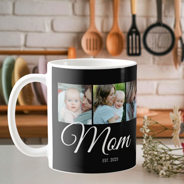 Mug Cadeau de photo noir 3 Script établi par maman (Créateur téléchargé)