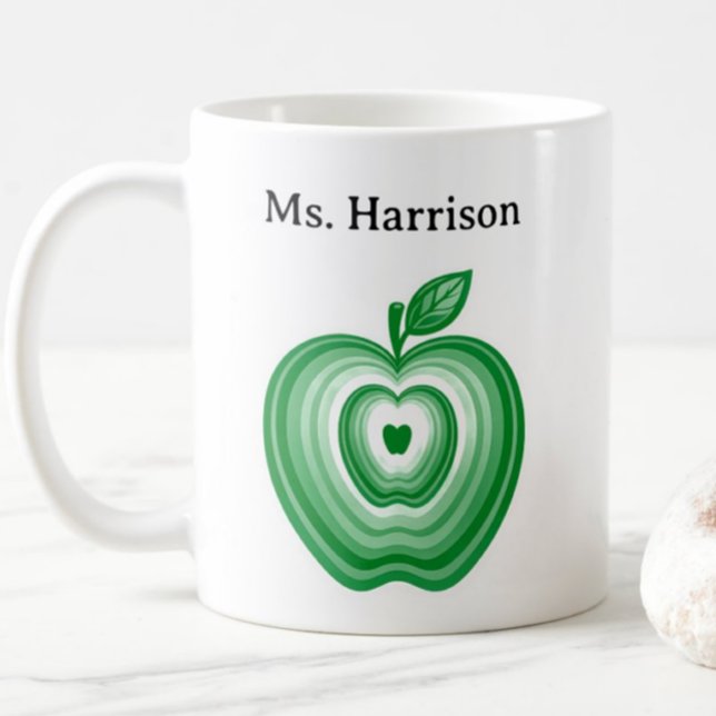 Mug Cadeau de pomme verte professeur enseignant nom pe (Créateur téléchargé)