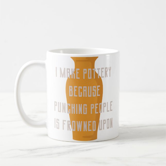 Mug Cadeau de poterie drôle - Coup de poing (Gauche)