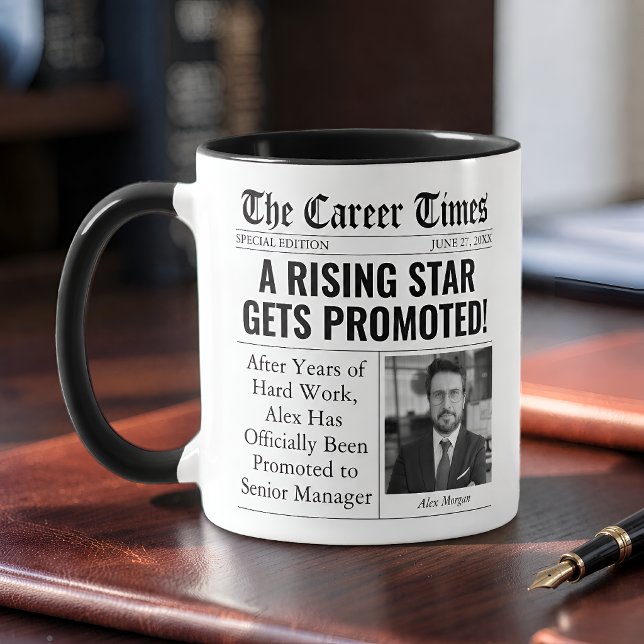 Mug Cadeau de promotion amusant avec titre de journal  (Créateur téléchargé)