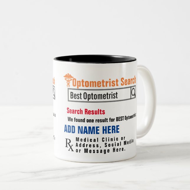 Mug cadeau de recherche optométriste (Devant droit)