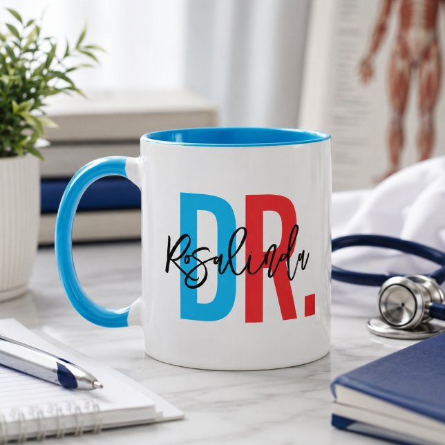 Mug Cadeau de reconnaissance de docteur PhD tendance p (Trendy New Doctor PhD Custom Name Appreciation Gif Mug)