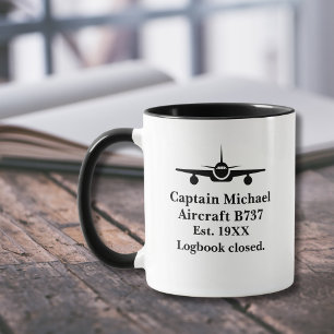 Mug Cadeau de retraite Avion et informations de pilote