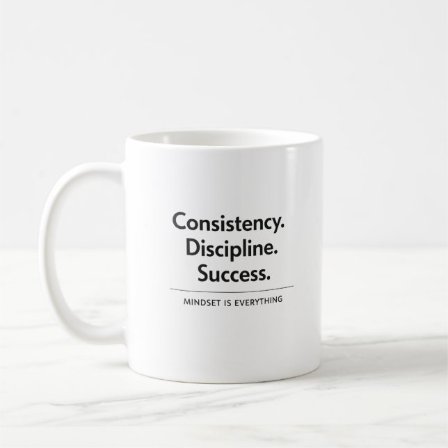 Mug Cadeau de réussite et de discipline de cohérence  (Gauche)