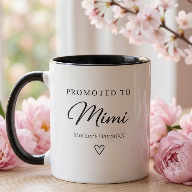 Mug Cadeau de révélation de grossesse pour la fête des (Mother's day Promotes to Mimi Mug  )
