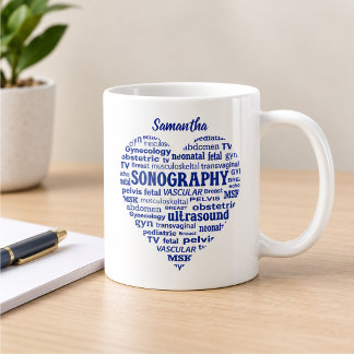 Mug Cadeau de sonographe à cœur bleu de spécialité de 