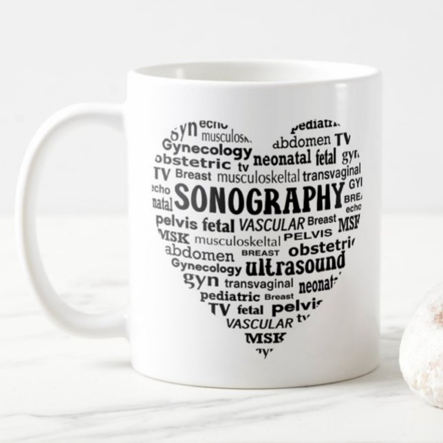 Mug Cadeau de sonographe à coeur noir de spécialité de (Créateur téléchargé)