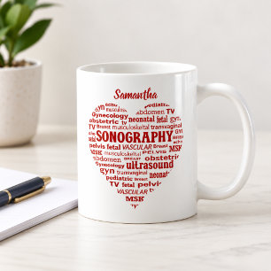 Mug Cadeau de sonographe de cœur rouge de spécialité d