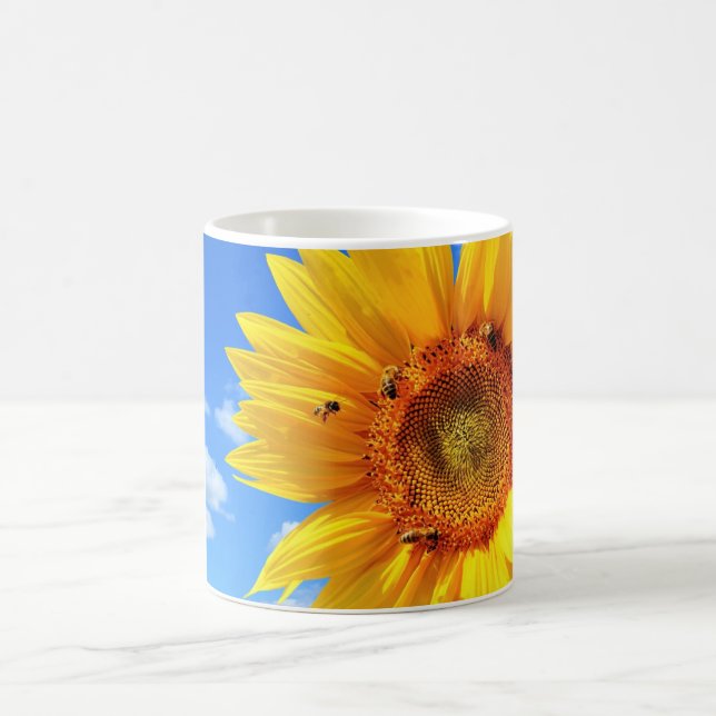 Mug Cadeau de tournesol jaune et d'abeilles (Centre)