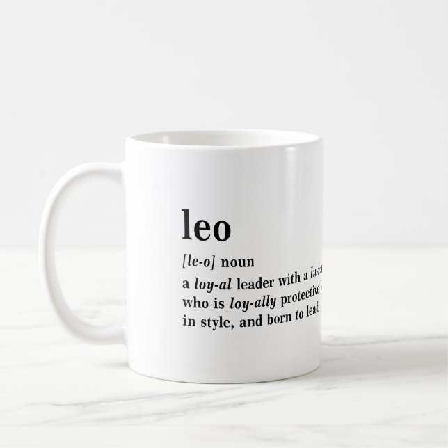 Mug Cadeau Définition Astrologique Leo Esthétique (Gauche)