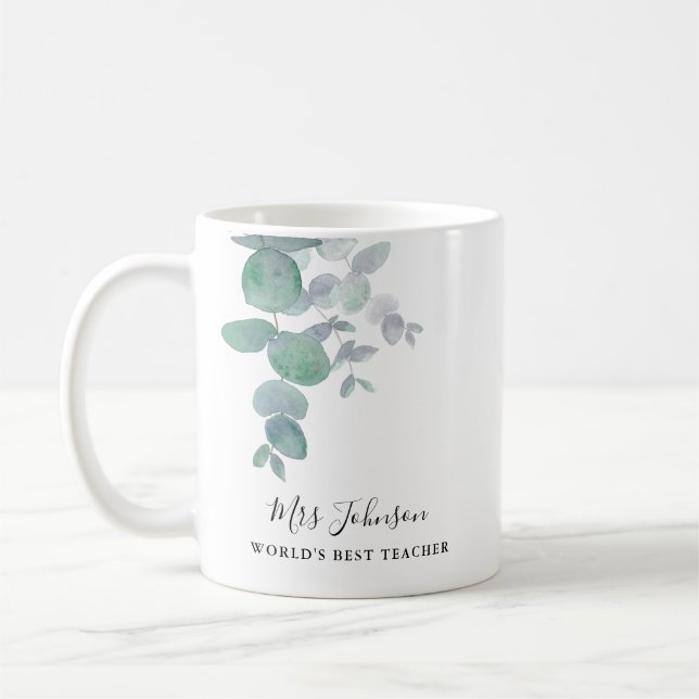 Mug Cadeau d'enseignant Eucalyptus Verdure (Gauche)
