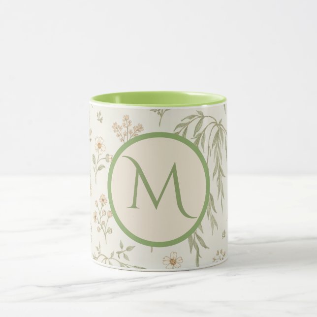 Mug Cadeau d'initiale de monogramme Boho Willow & Frai (Centre)