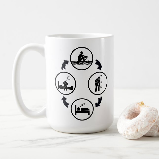 Mug Cadeau drôle d'aviron, Le cycle d'aviron (Avec donut)
