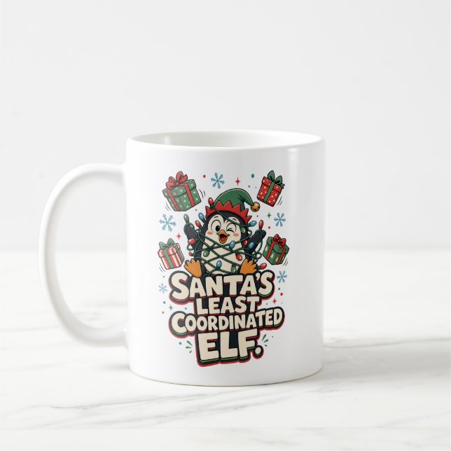 Mug Cadeau drôle de manchot pour l'elfe le moins coord (Gauche)