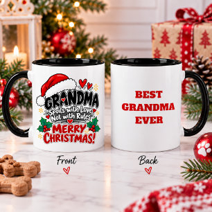 Mug Cadeau drôle de Noël de grand-mère qui gâte avec a