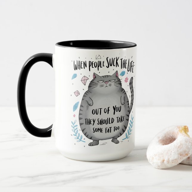 Mug Cadeau drôle pour amateur de chats (Avec donut)
