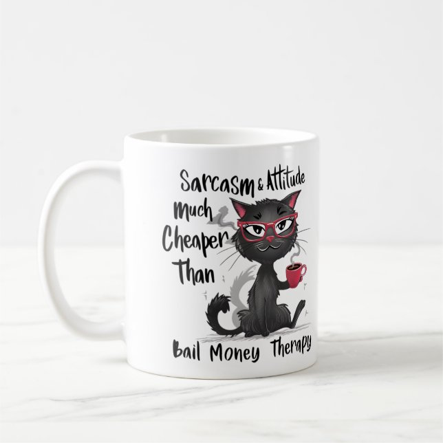 Mug Cadeau drôle pour amateur de chats avec sarcasme e (Gauche)