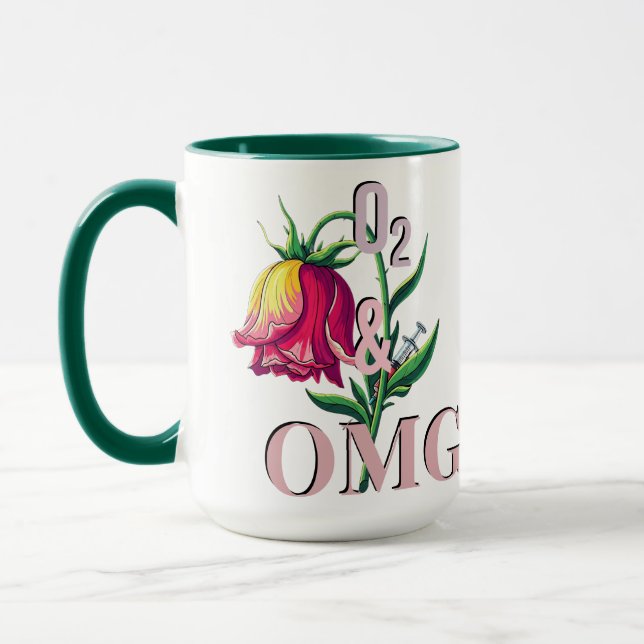 Mug Cadeau drôle pour infirmière - Fleur mignonne et h (Gauche)