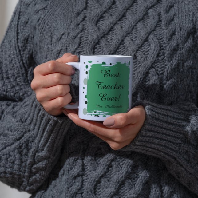 Mug Cadeau du meilleur enseignant à pois verts (Créateur téléchargé)