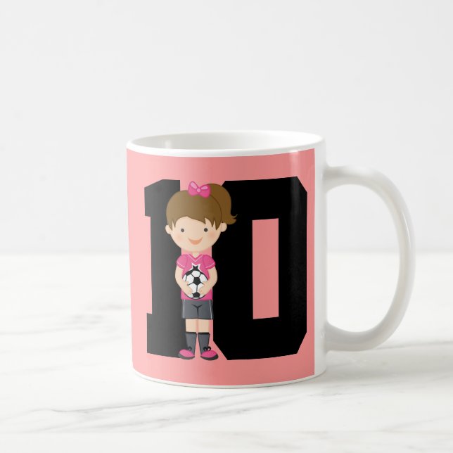 Mug Cadeau du numéro 10 de Jersey de football (filles) (Droite)