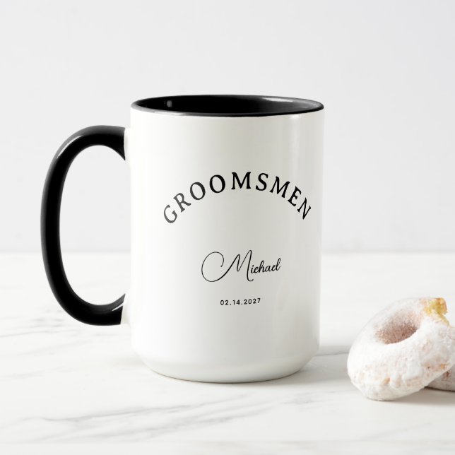 Mug Cadeau Élégant pour Garçons d'Honneur avec Texte P (Avec donut)