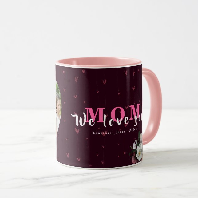 Mug Cadeau en forme de coeur de Bourgogne rouge pour l (Devant droit)