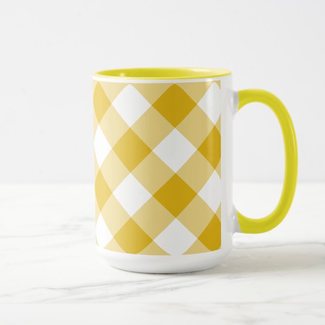 Mug Cadeau En vichy jaune (Droite)