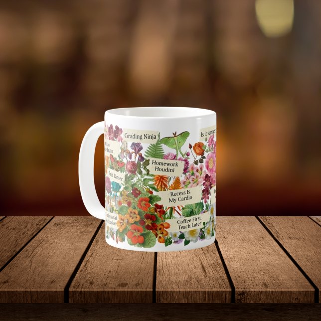 Mug Cadeau enseignant botanique vintage avec citation  (Créateur téléchargé)