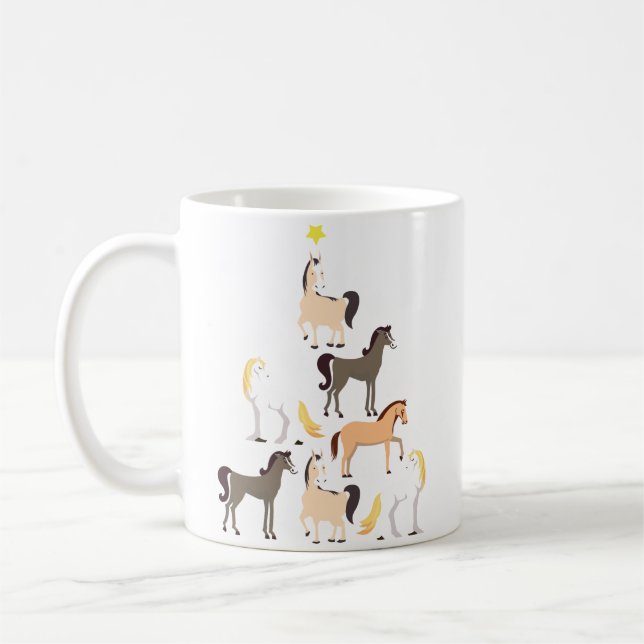 Mug Cadeau équestre mignon d'arbre de Noël de cheval (Gauche)