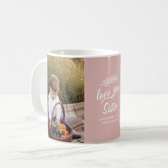 Mug cadeau familial photo petit-enfant typographie sim (Devant gauche)