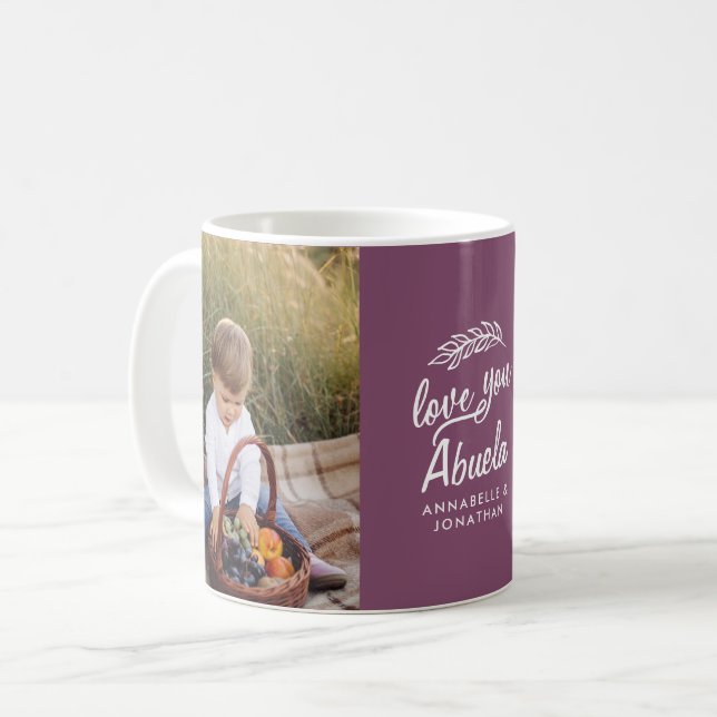 Mug cadeau familial photo petit-enfant typographie sim (Devant gauche)
