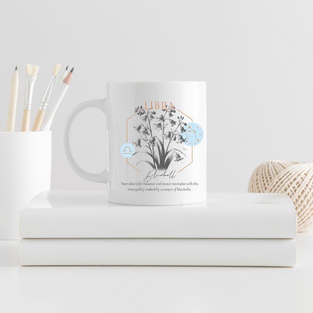 Mug Cadeau Fleur de Jacinthe Zodiaque Balance Astrolog (Elegant Libra Mug Floral Bluebell Zodiac Coffee Mug Gift)