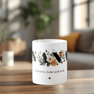 Mug Cadeau floral personnalisé moderne pour Nana