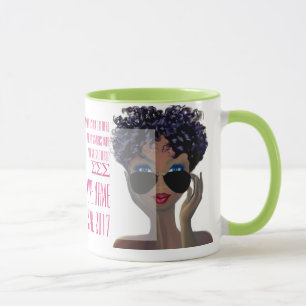 Mug Cadeau grec fait sur commande rose et vert de
